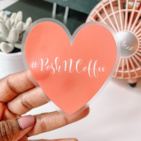 #PoshNCoffee Pink Heart Clear Sticker - Picture 3 of 4